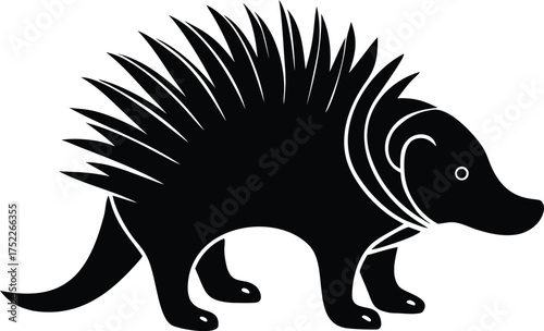 Cute Spiky Porcupine Flat Vector Art Funny and Adorable Forest Animal Art with Raised Spikes