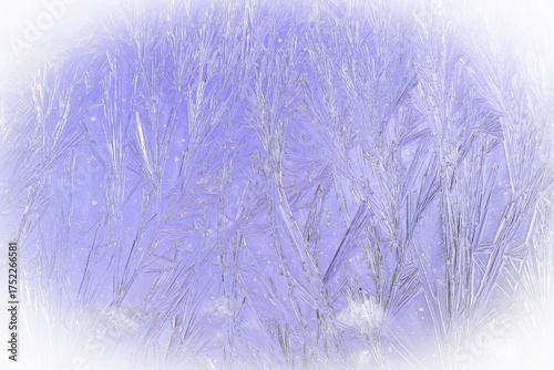 Soft lilac frost texture with delicate icy branches and gentle sparkle. Dreamy winter background in pastel tones, evoking calm, elegance, and a sense of magical cold serenity