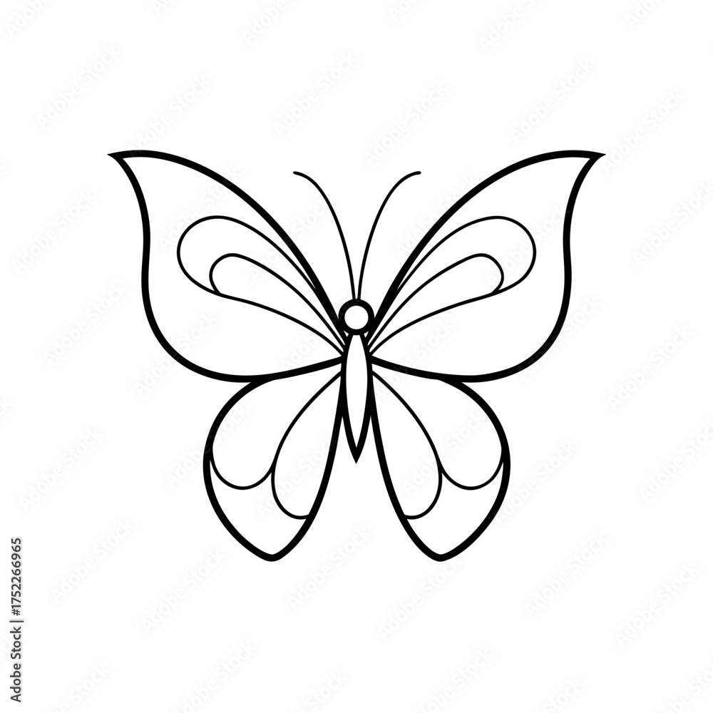 Fototapeta premium Simple butterfly outline image on transparent background