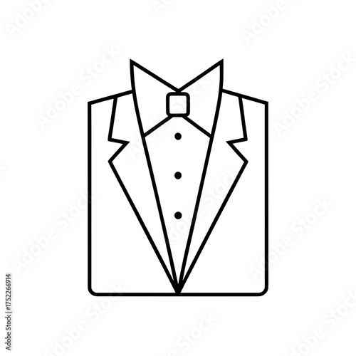 Folded tuxedo with bow tie on transparent background