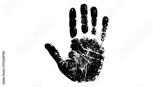 Black handprints isolated on white background. Vector handprint on background hand drawn digital art style illustration isolated on transparent background