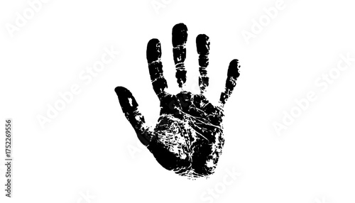 Black handprints isolated on white background. Vector handprint on background hand drawn digital art style illustration isolated on transparent background
