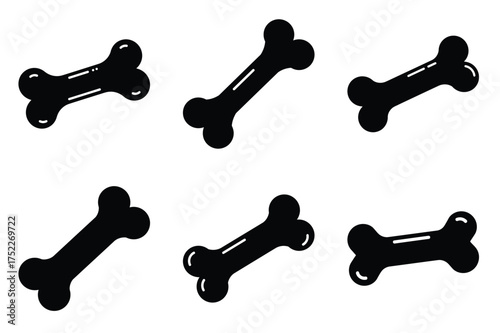 Bone silhouette vector icon set