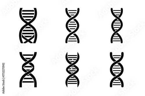 DNA helix silhouette vector icon set