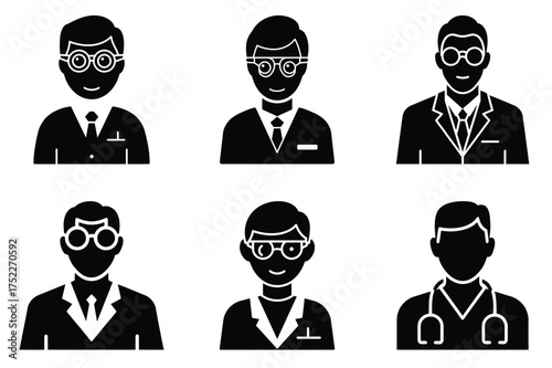 Eye doctor silhouette vector icon set