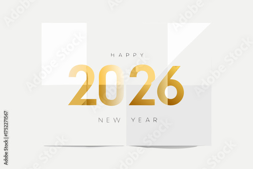 Minimalist golden happy new year 2026 vector illustration with subtle texture