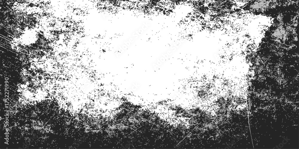 Obraz premium Grunge texture with old wall paint and black ink splash pattern for a vintage surface design illustration