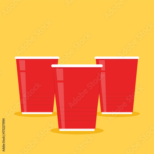 Red beer cup vector. Red plastic cup isolated on white background.