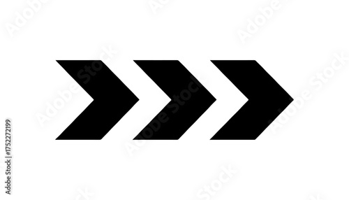 Black chevron arrows pointing right isolated on white background. High quality black chevron arrows pointing right isolated on transparent background.	
