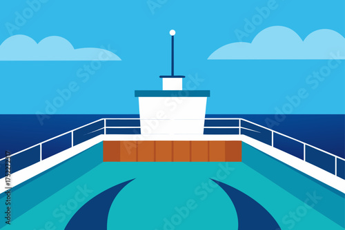 Illustration of a cruise ship sailing on the ocean