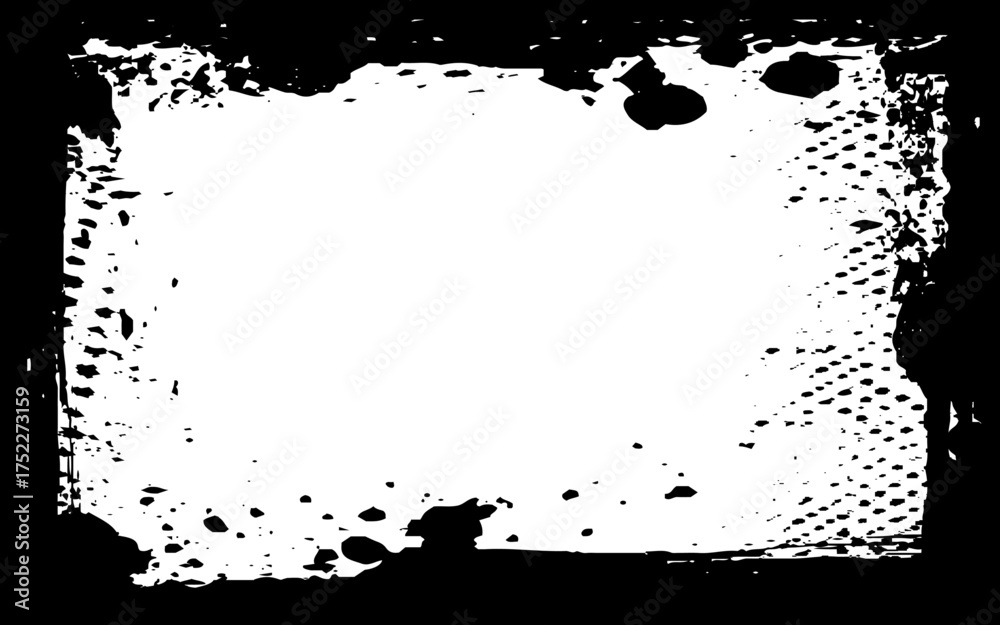 Fototapeta premium Abstract grunge frame with distressed and halftone edges. Vector template