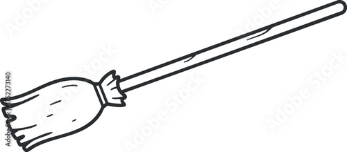Illustration of a simple broom used for cleaning floors and maintaining hygiene.