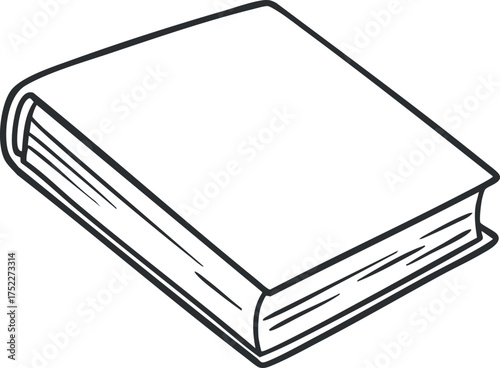 Illustration of a blank book with a simple outline design suitable for educational or creative projects.