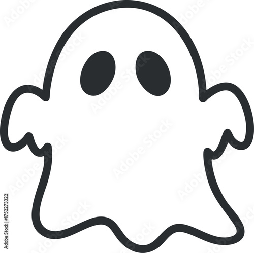 A cute cartoon ghost illustration perfect for Halloween and spooky themes.