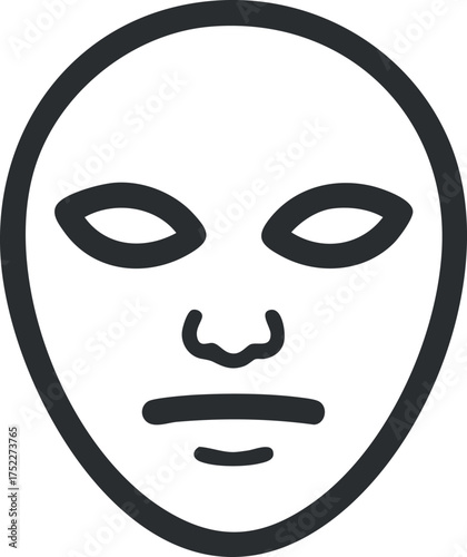 A minimalist and abstract representation of a face mask in a simple graphic style.