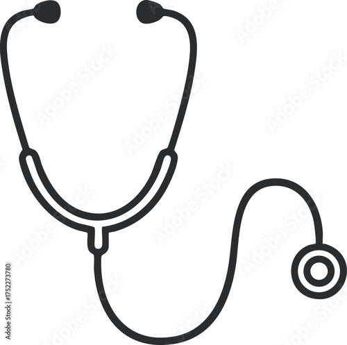 A simple illustration of a stethoscope used in medical examinations and healthcare.