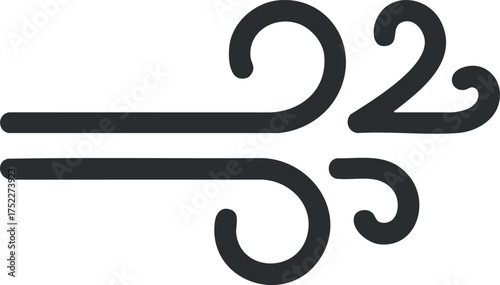 Stylized wind symbol representing airflow and natural movement for environmental themes.