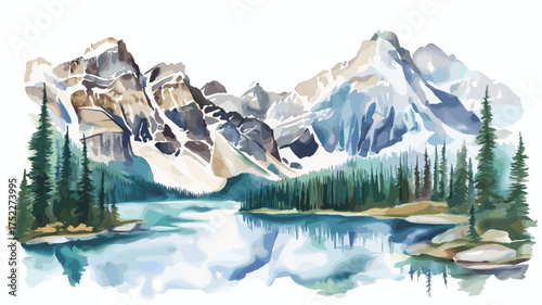 Banff National Park. Banff National Park hand drawn watercolor illustration