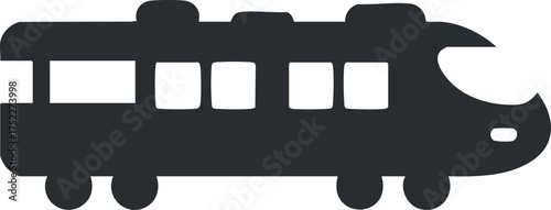 A silhouette of a tram representing urban public transportation for city travel.