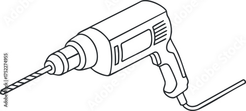 An electric drill illustration showcasing a power tool commonly used for drilling and fastening.