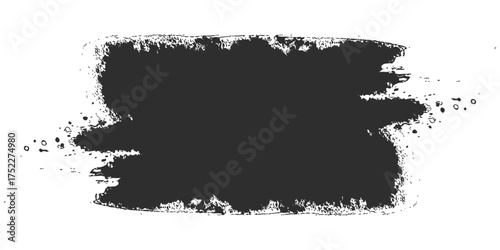 Grungy black ink splatter and stroke frame the scary abstract face illustration with a dirty texture and vintage border design