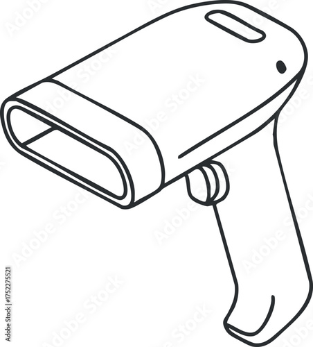 A handheld barcode scanner designed for retail and inventory management applications.