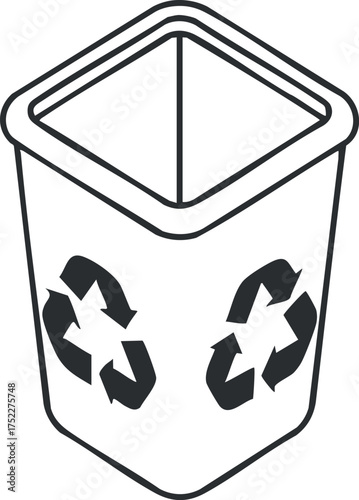 A simple recycling bin designed for eco-friendly waste disposal and sustainability initiatives.