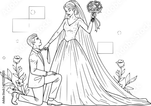 bride and groom, vector