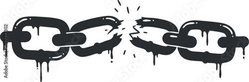 Illustration of a broken chain symbolizing freedom and resilience in a minimalistic style.