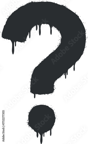 A black dripping question mark symbol representing uncertainty and curiosity in a creative design.