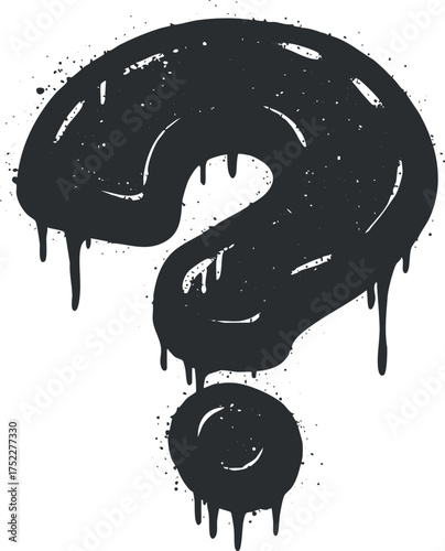 A creative dripping black question mark symbol representing curiosity and unknown concepts.