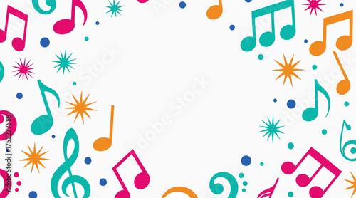 Vector art of a cheerful and colorful musical note pattern, perfect for adding a touch of whimsy to any project