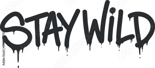 A bold and creative graphic featuring the phrase Stay Wild in graffiti style.