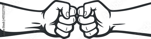 Two clenched fists representing strength teamwork and unity in a minimalistic style.