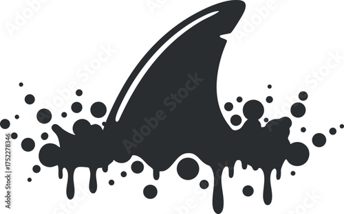 Stylized shark fin silhouette with a splash effect, ideal for ocean-themed designs.