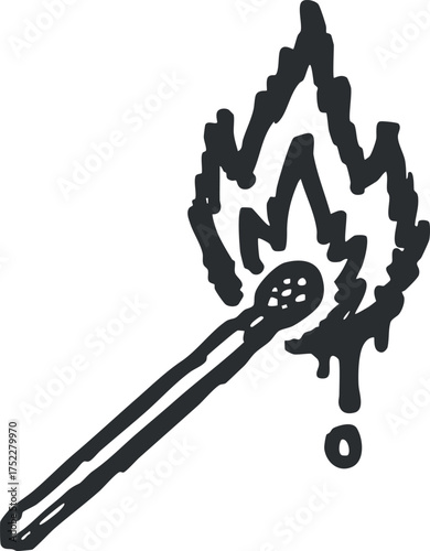 Illustration of a matchstick igniting a flame depicting fire and safety concepts.
