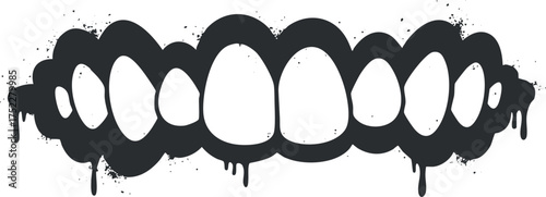 A bold graphic illustration of stylized teeth with a dripping effect, ideal for edgy designs.