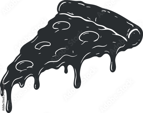 A delicious slice of pizza with melted cheese and toppings dripping off.
