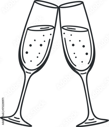 Two champagne glasses clinking together in celebration during a festive occasion