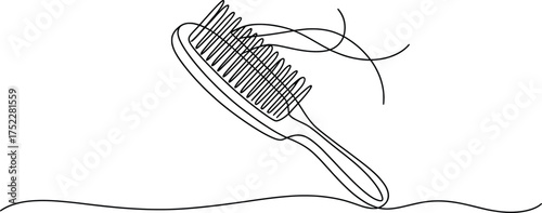 Hairbrush with Loose Hair Illustration.