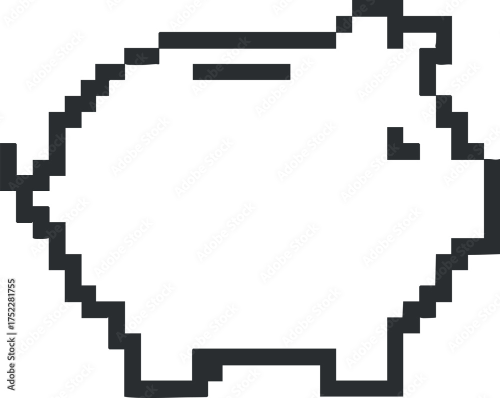 Fototapeta premium A simple pixel art style piggy bank illustration representing savings and finance.