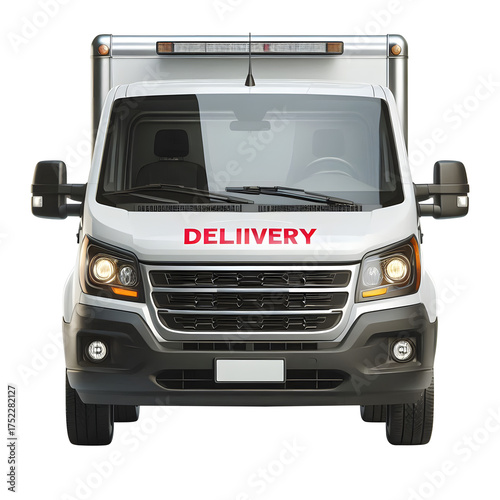 Cargo Transport Van Front Isolated on Transparent Background