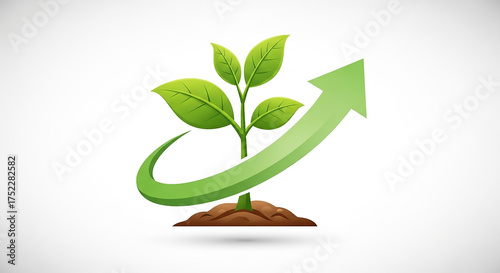 Growth and Progress: A Sprout with an Upward Arrow