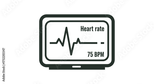 Heart Rate Monitor Displaying 75 BPM with Waveform.