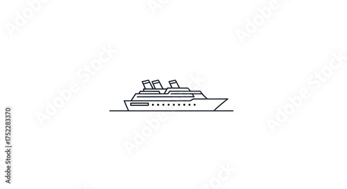Simple Line Art Illustration of a Cruise Ship.