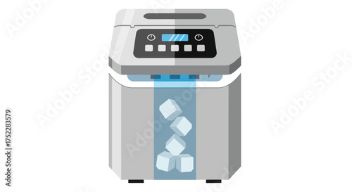 Portable Ice Maker Machine with Digital Display and Ice Cubes.