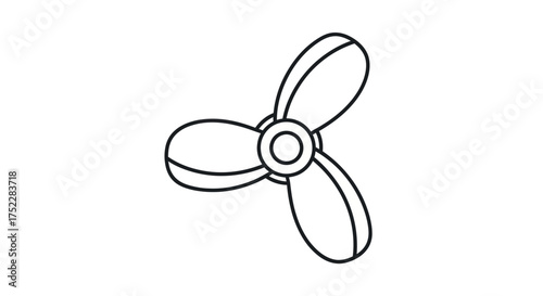 Simple Three-Bladed Propeller Outline Illustration.