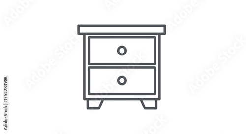 Simple Line Drawing of a Two-Drawer Nightstand.