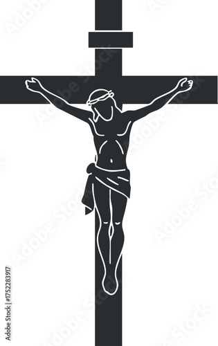 A simple illustration of Jesus on the cross symbolizing sacrifice and faith in Christianity.