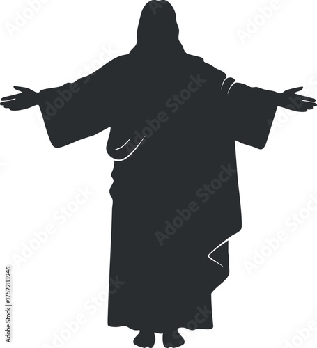 A silhouette of a figure with outstretched arms representing peace and spirituality.
